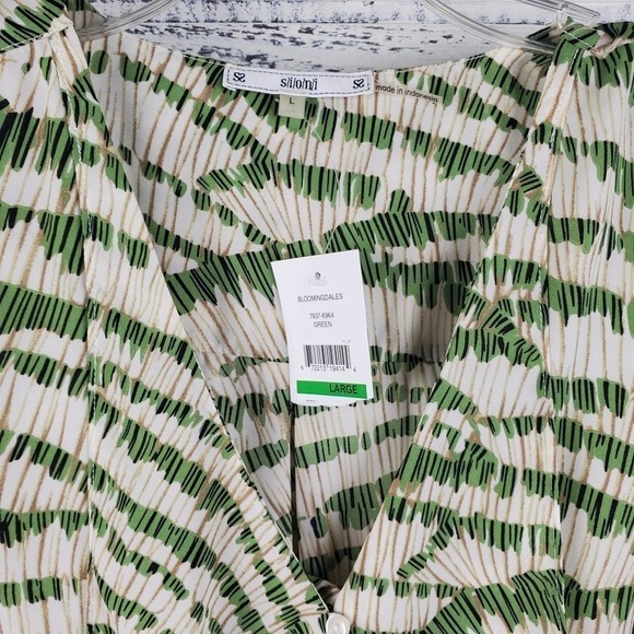Sioni Hi-Lo Hem Sleeveless Blouse Pleated Front Sz Large Earthy Neutral Comfort - Picture 2 of 8